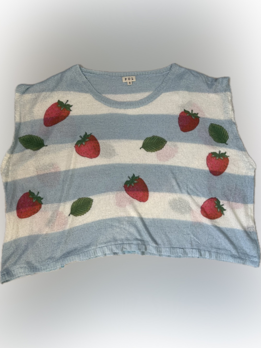 POL Blue & White Strawberry Knit Top - Picture 2 of 4